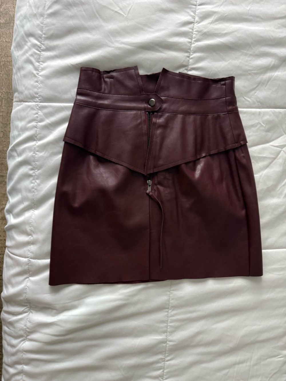 DO+BE Burgundy Faux Leather Peplum Mini Skirt